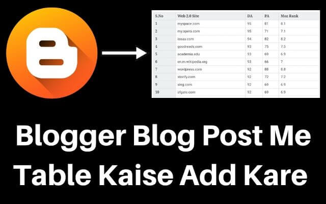 blogger tutorial, blog me table kaise banaye